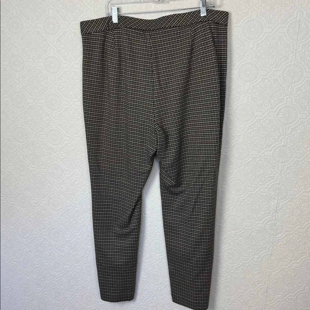 J.Jill Ponte Slim Leg Pants‎ 2X Houndstooth Pull On Stretch Career Pants Brown